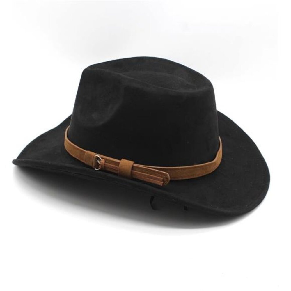 Suede Cowboy Cowgirl Hat Classic Black - Picture 3 of 5